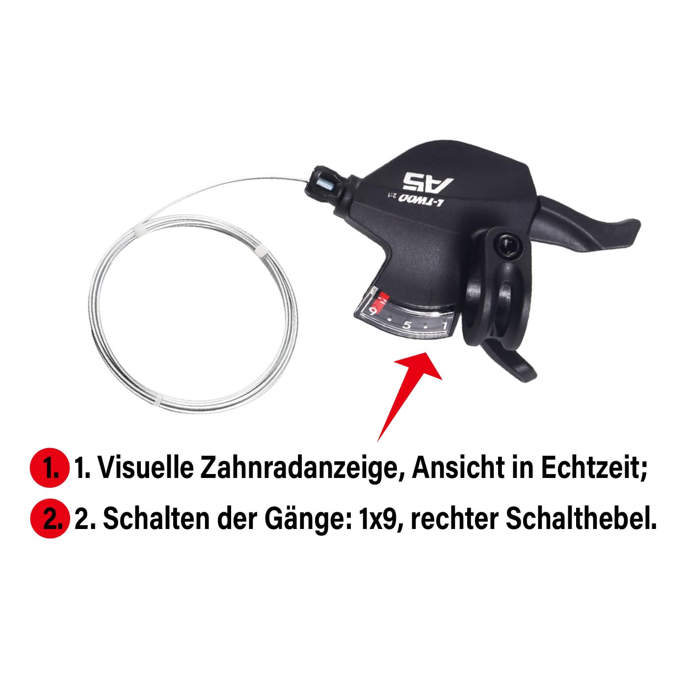 Schaltwerk 9 Fach für Shimano SRAM, Schalthebel 9 Fach Rechts, Fahrrad Schaltung 9 Fach Set für MTB/Rennrad/Mountainbike