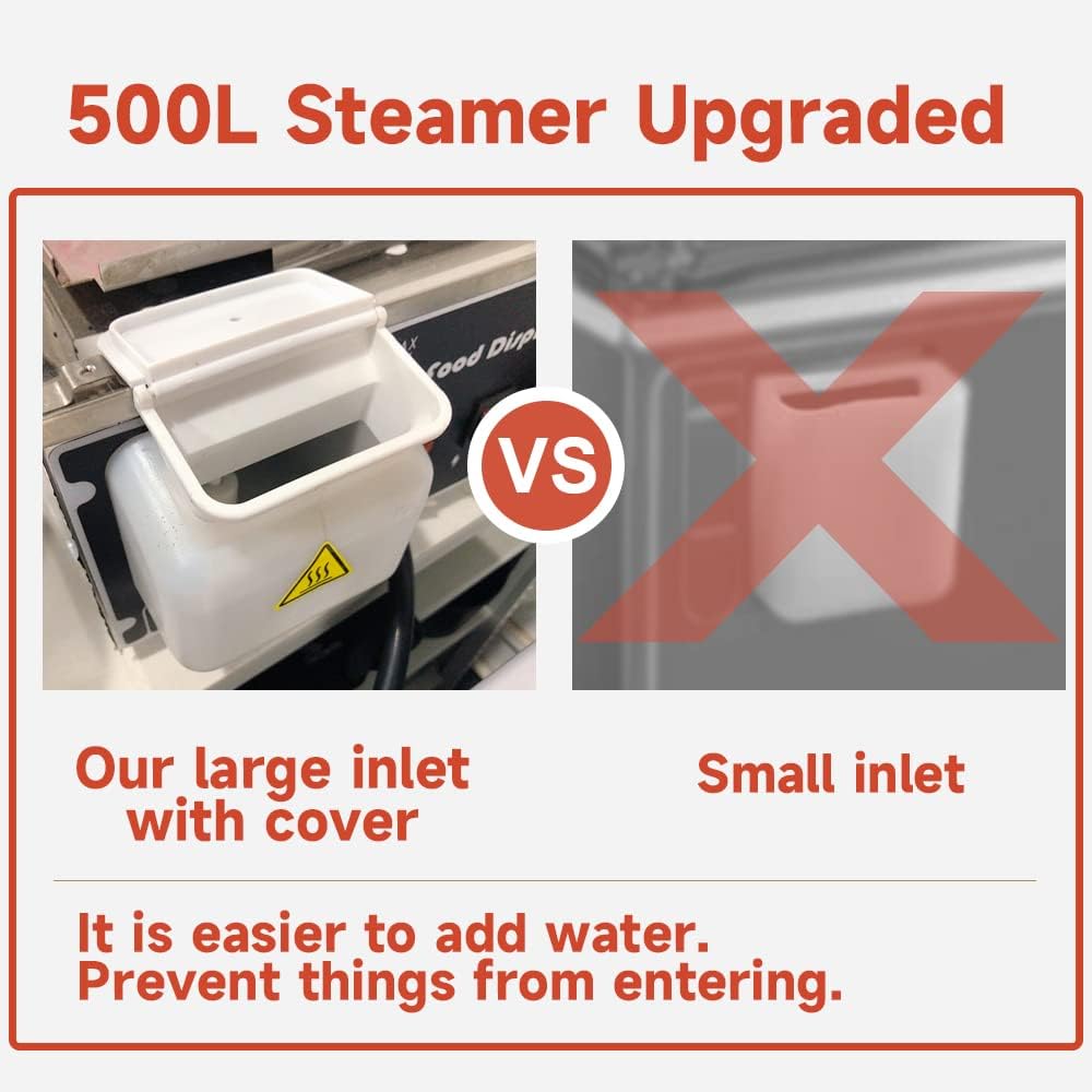 Electric Bun Steamer, Curved Glass Luxury Design 5 Layers Stainless Steel Food Hot Showcase, Bao steaming machine (500C)