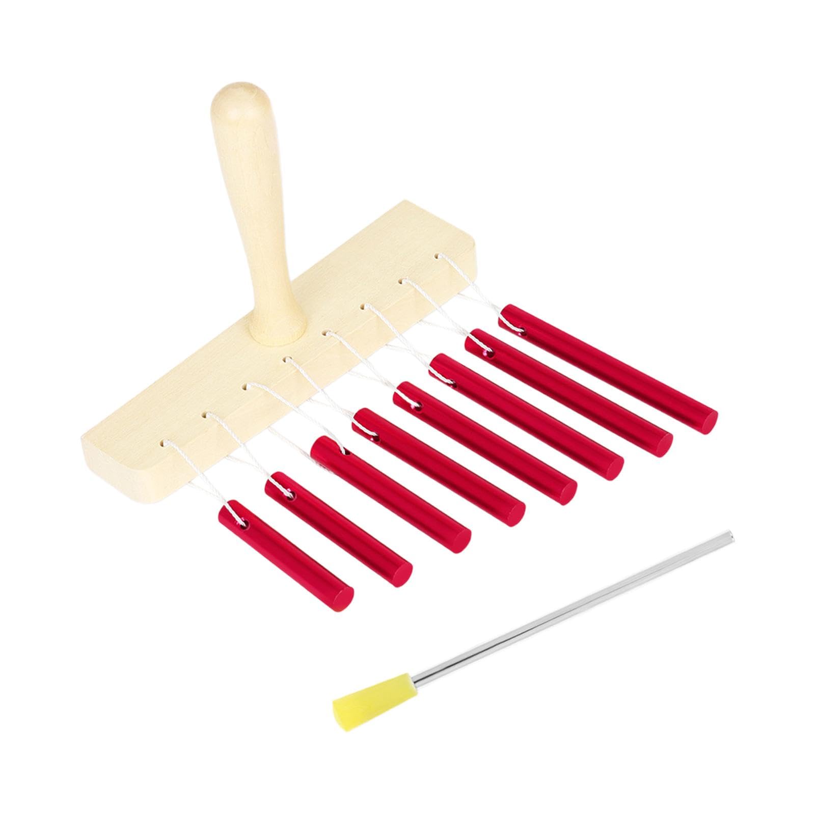 Deevoka Wind Chime Bell 8 Tone Hand Chime, Preschool Educational, Development Music Percussion Toy with Mallet for Preschool, Red