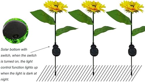 Miniatura 5 de CENGNIAN Luces solares de flores de girasol de 26 pulgadas, luces solares para decoración de vallas, paisaje, patio, pasarela, luz de estaca de
