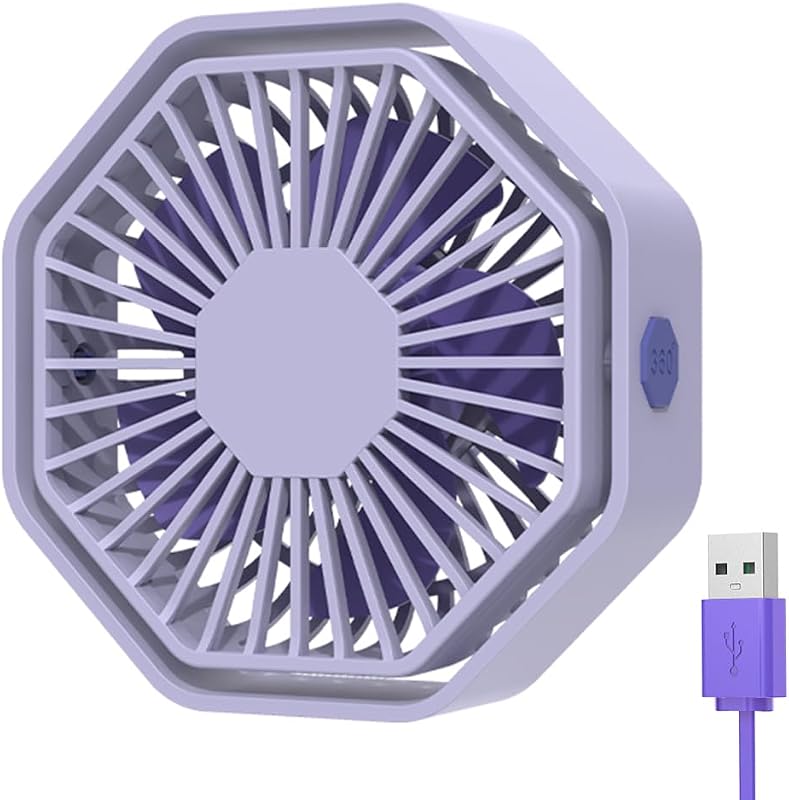 Bigqin USB Asztali Ventilátor 360° Forgó 3 Fokozat Halk Hexagon Lila