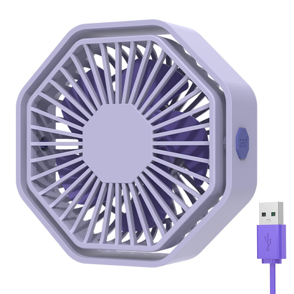 Quiet USB Fan, 3 Speeds Portable Fan, 360 Degree Rotation Small Admirer, Table Fan for Library, Office, Camping, Picnic
