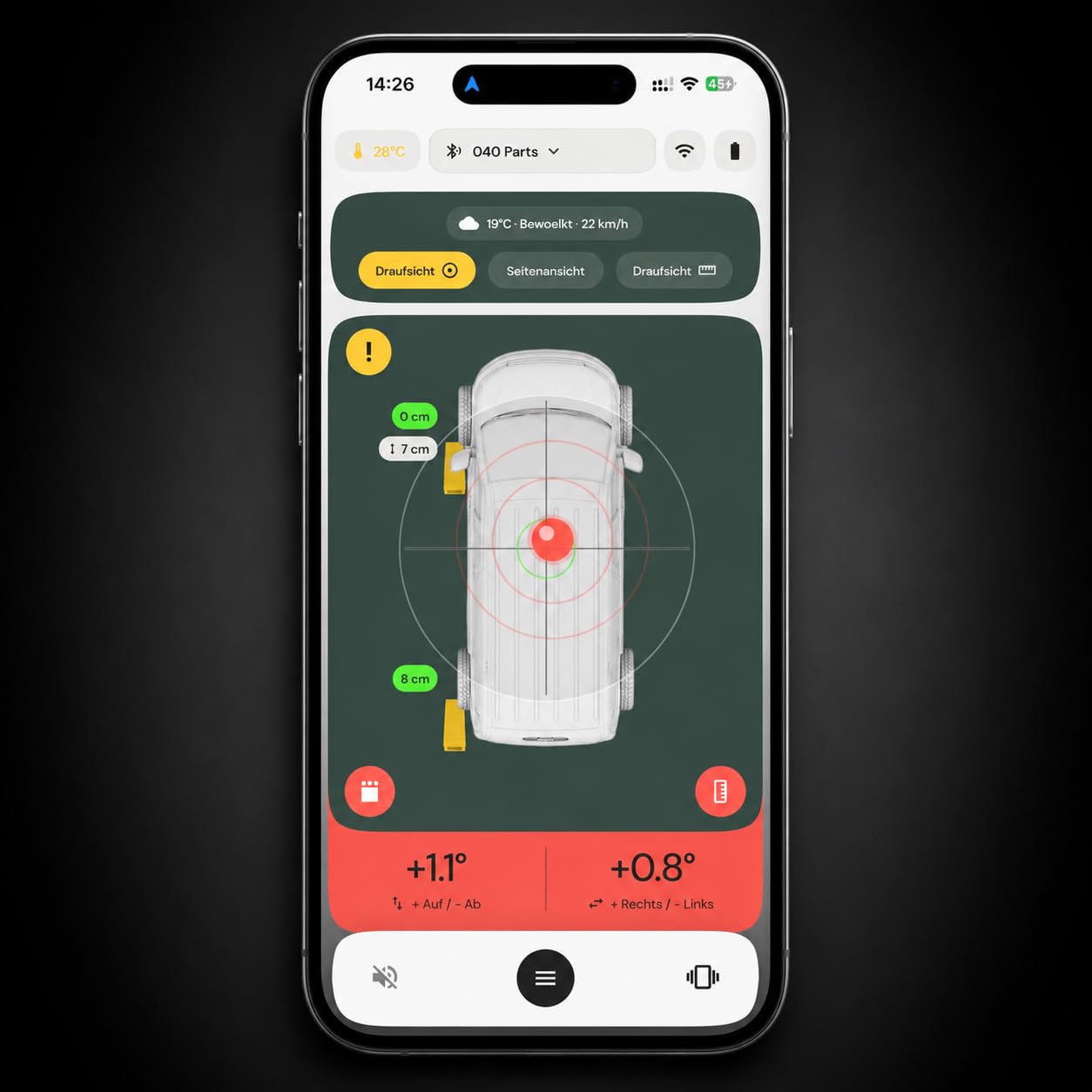 Smarter Nivelliersensor für Camper Van Wohnmobil Wohnwagen Caravan Dachzelt Anhänger Die Digitale Wasserwaage mit Keilberechnung für Auffahrkeile Hebekissen | Smarter Nivelliersensor