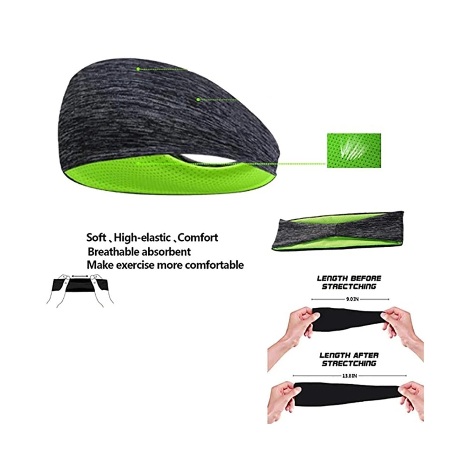Paquete de 3 diademas deportivas que absorben la humedad, para correr, gimnasio, antideslizantes