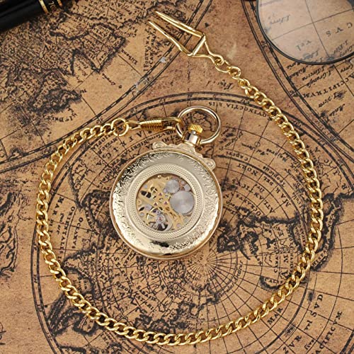 TORALF Mecânico Hand-Wind Gold Pocket Chain Pendant Pocket Watch Pendant Timepiece