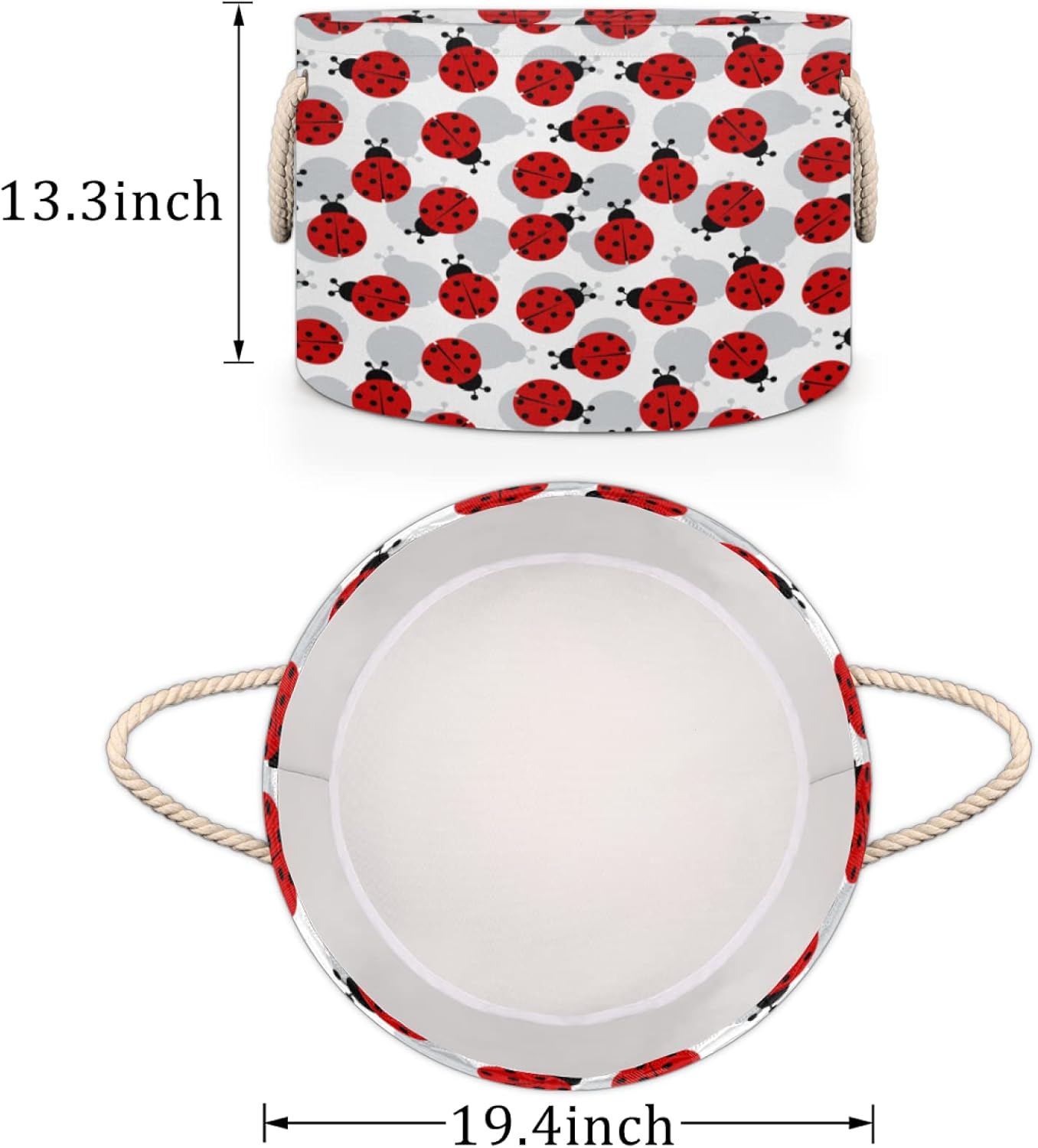 Animal Ladybugs Round Storage Basket Collapsible Laundry Baskets Cube Storage Boxes Bins For Bedroom Shelf Bathroom Toy Organizer