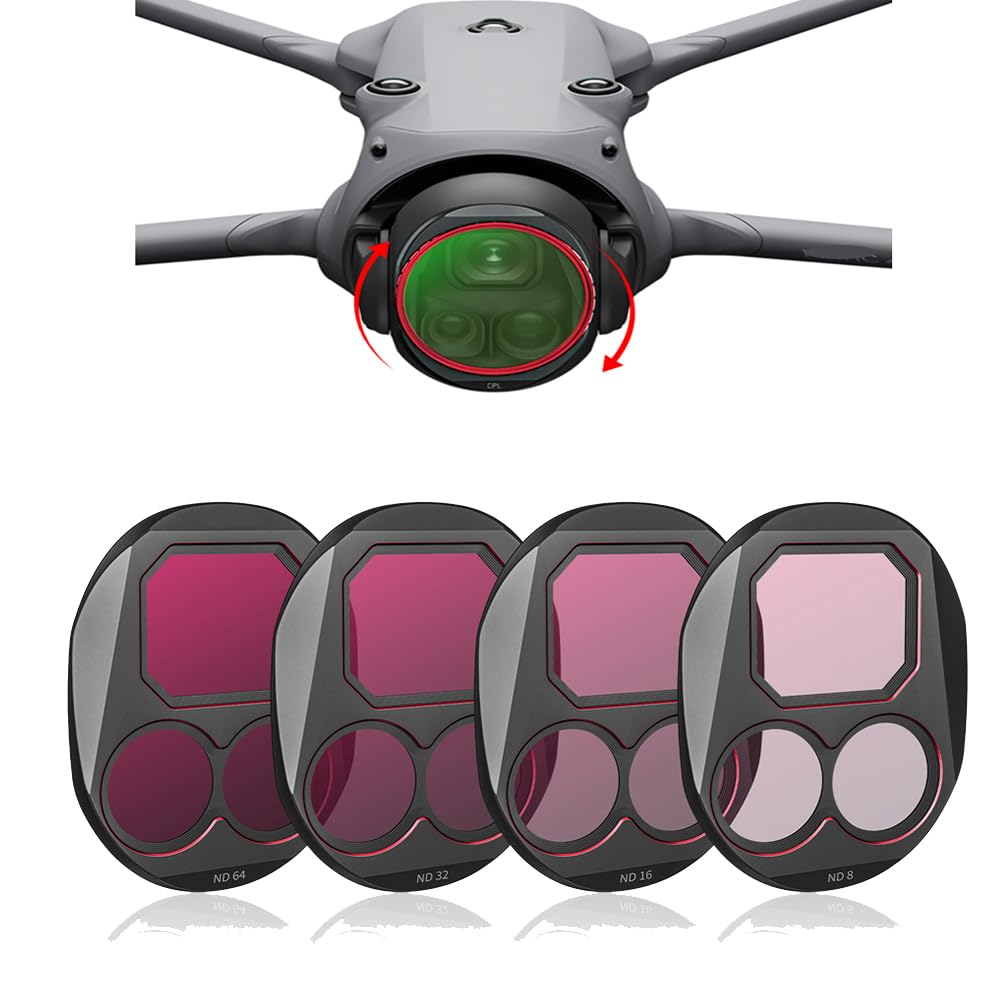 Juego de filtros ND&CPL para DJI Mavic 4 Pro, ND8 ND16 ND32 ND64 CPL Filtros compatibles con Mavic 4 Pro Drone, lente de cámara de densidad neutra ND (ND8/16/32/64)