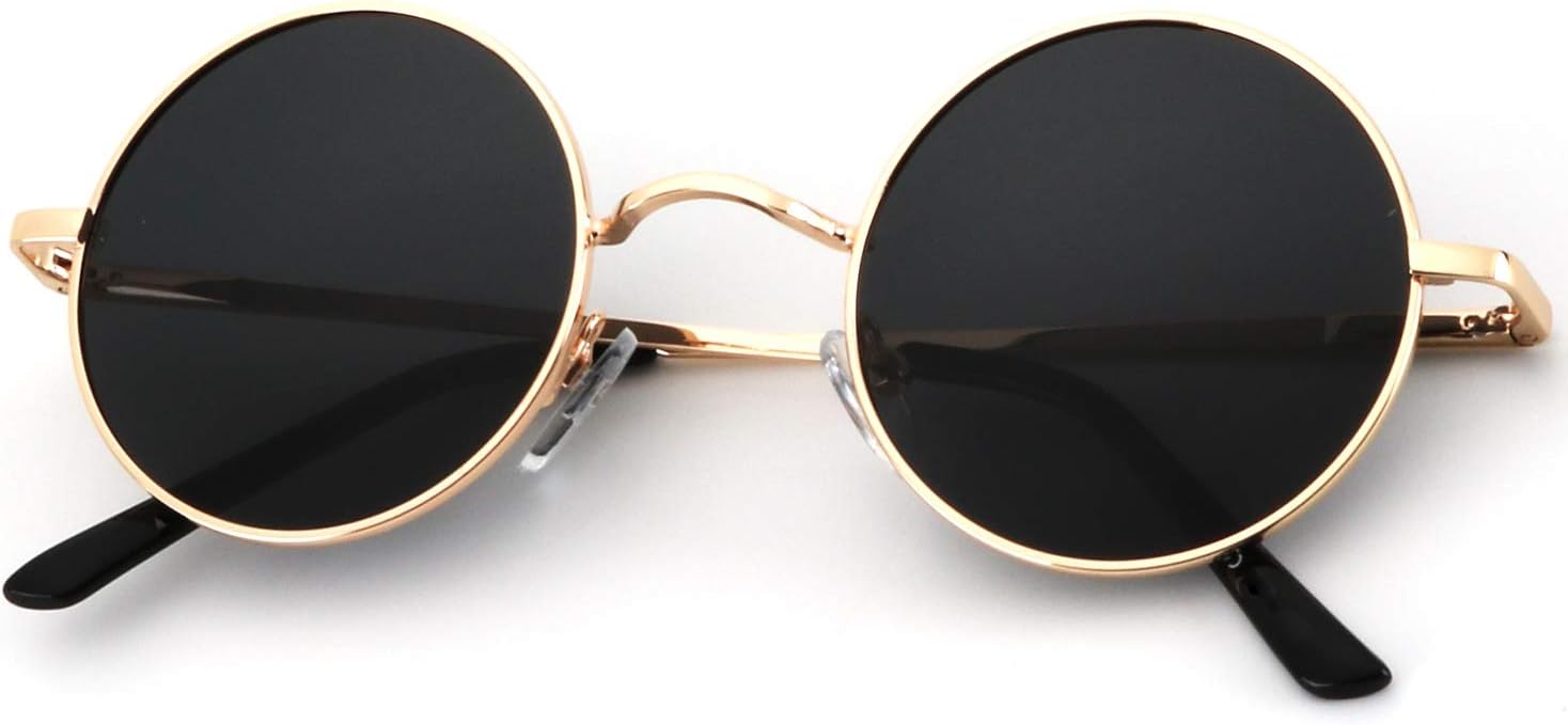 KALIYADI Round Polarized Sunglasses for Men Women Retro Metal Hippie Circle Style Sun Glasses UV Protection