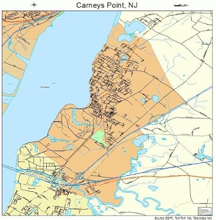 Carneys Point Nj Map Large Street & Road Map Of Carneys Point, New Jersey Nj - Printed Poster  Size Wall Atlas Of Your Home Town : Home & Kitchen