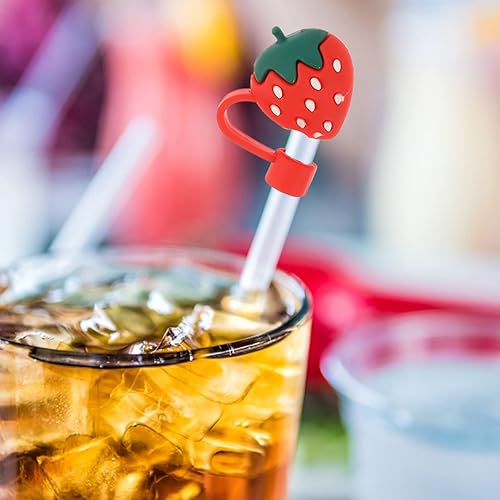 Miniatura 10 de Healifty Tapones de pajilla, 6 fundas reutilizables para popotes de 6 a 0.315in, antipolvo, tapón de popote de silicona, tapas de popote para vasos