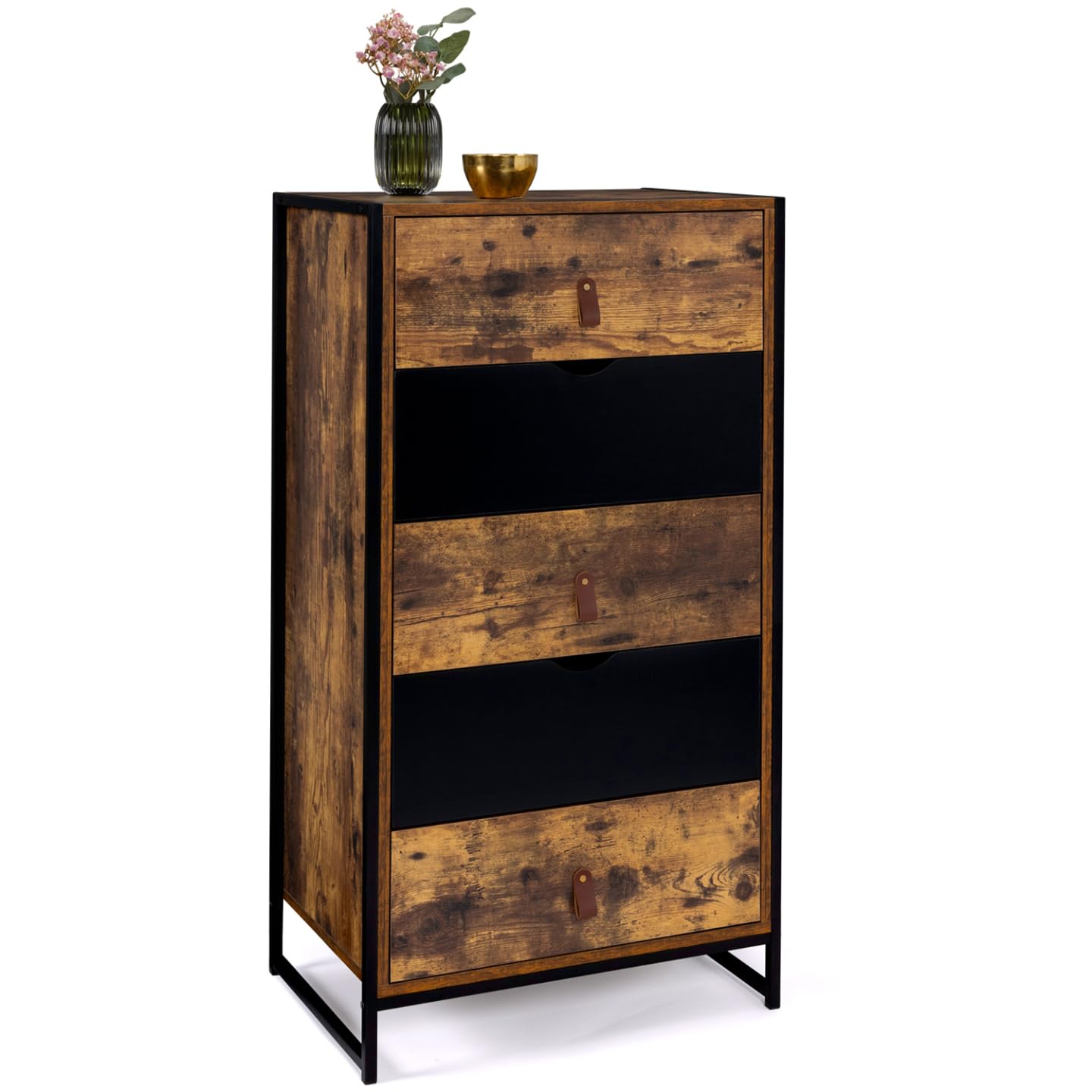 IDMarket - Chiffonnier 5 tiroirs Chicago 60 cm Commode semainier Design Industriel