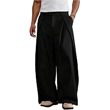 GORGLITTER Men's Baggy Dress Pants Wide Leg Pleated High Waisted Streetwear Trousers Track Pants Work Business Casual
