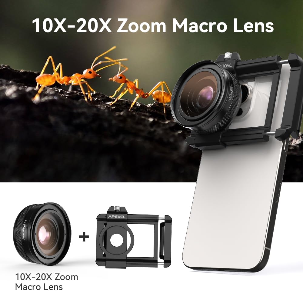 Professionelle 10-20X Zoom Makro-Objektiv für iPhone, Makrofotografie Objektiv + CPL Filter mit Universal-Clip für iPhone Samsung und die meisten Android Smartphone