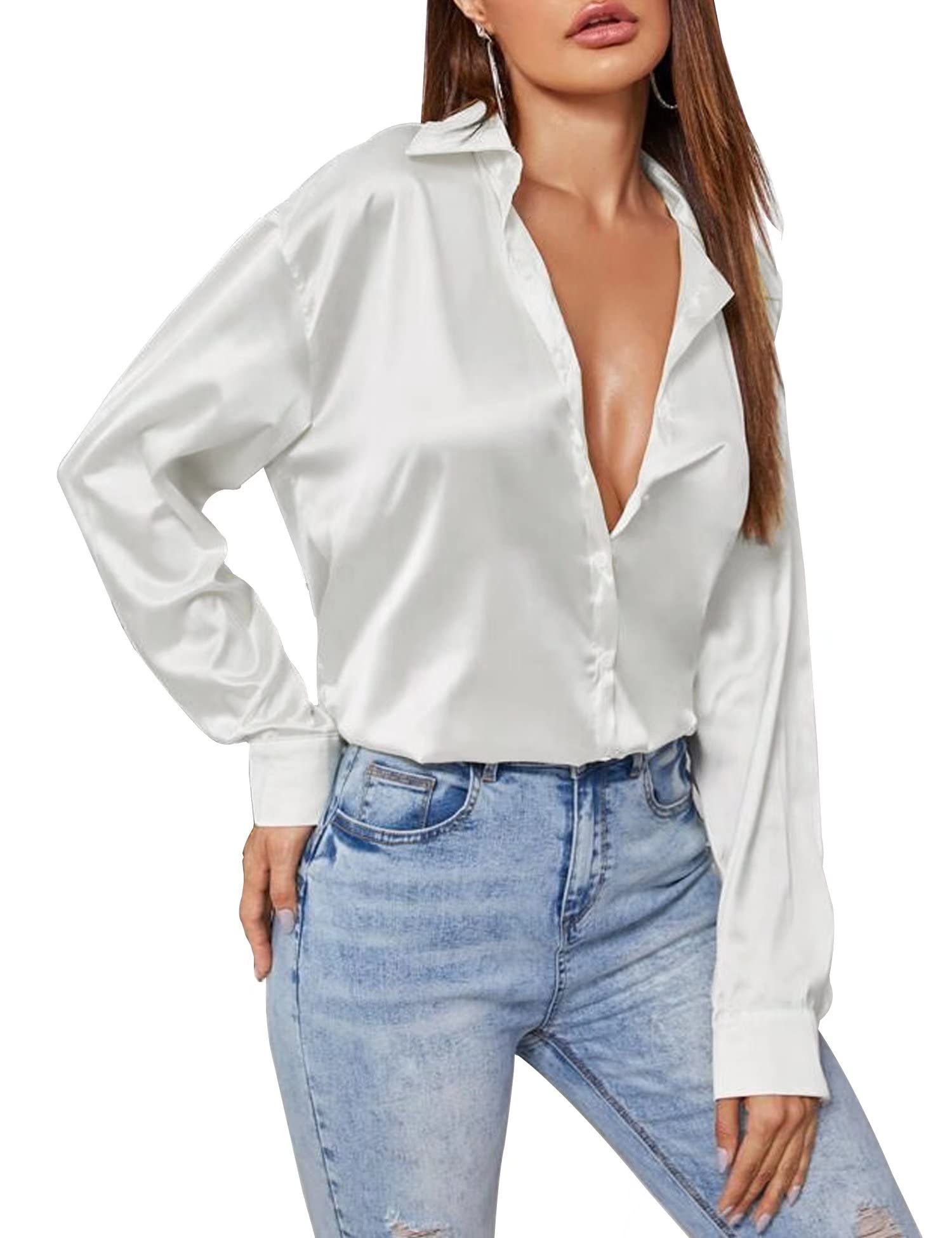 Bloggerlovewomens Casual Work Utility Button Down Shirt