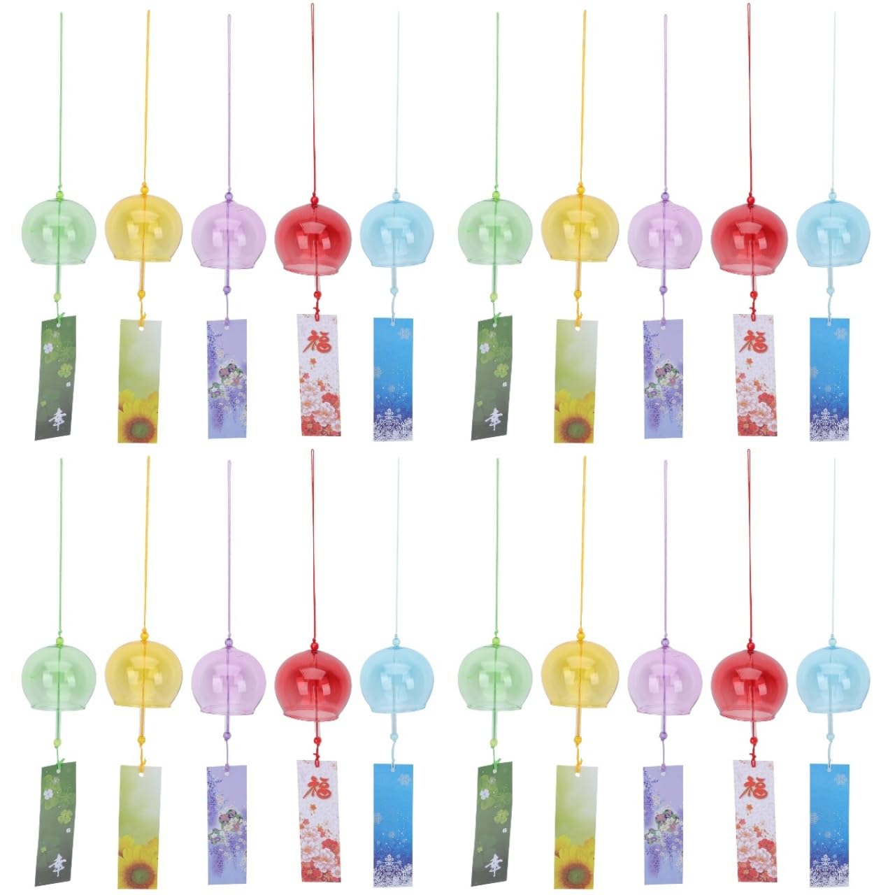 Edo Glass Wind Chimes Set, 20 Handmade Pieces