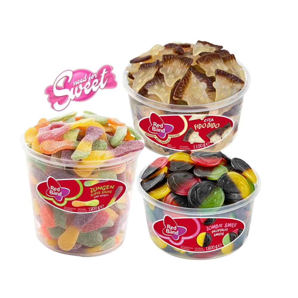 Red Band MIX BOX - Das ultimative Süßigkeitenpaket mit 3 Sorten Red Band - Zungen Super Sauer, Fido Cola, Zombi Smile