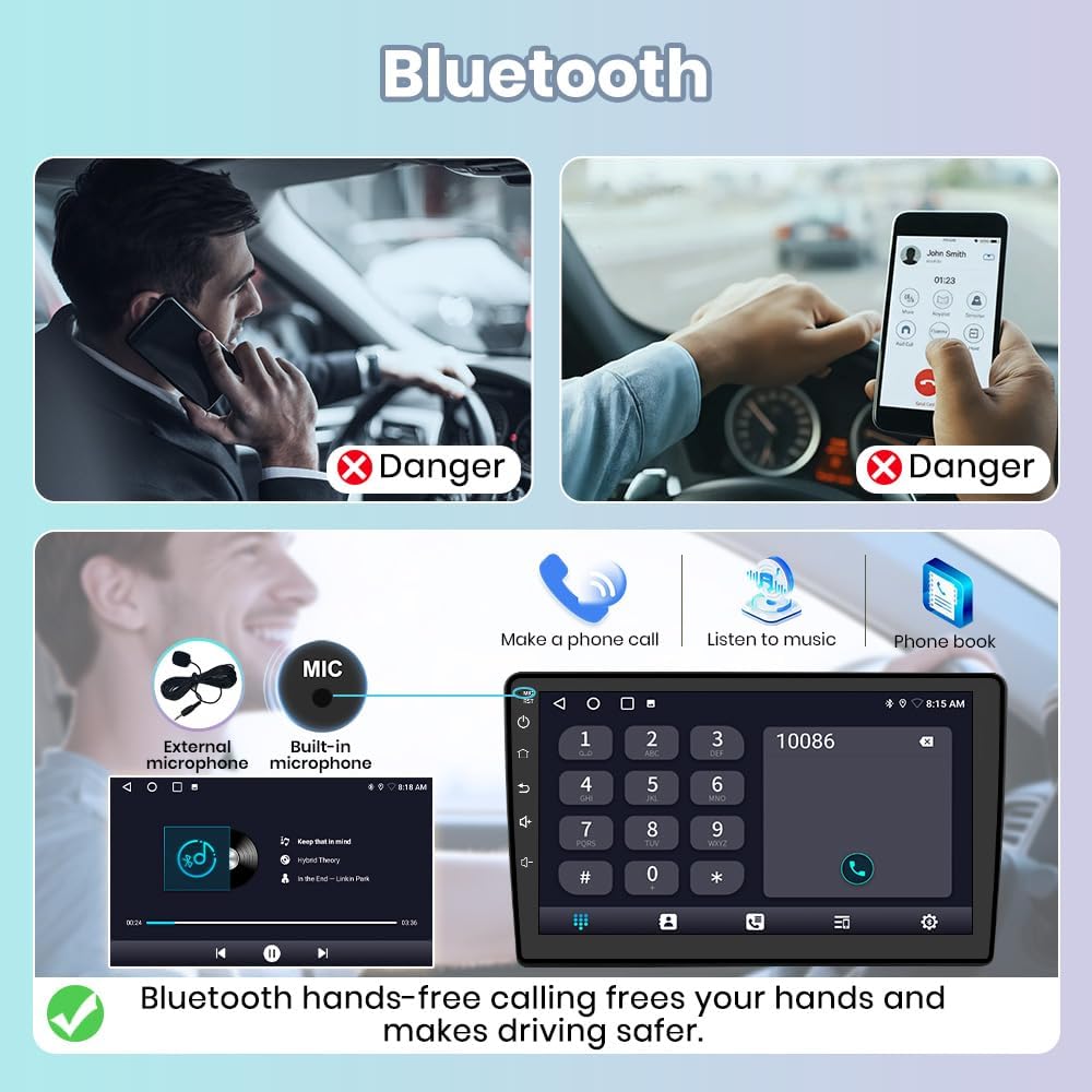 Android Radio for Jeep 2007-2016 with 10.1 inch Touchscreen, 4 Core CPU 2GB+64GB, Support Carplay, Android Auto, SWC, WiFi, Bluetooth, FM AM Radio, with Rear Camera