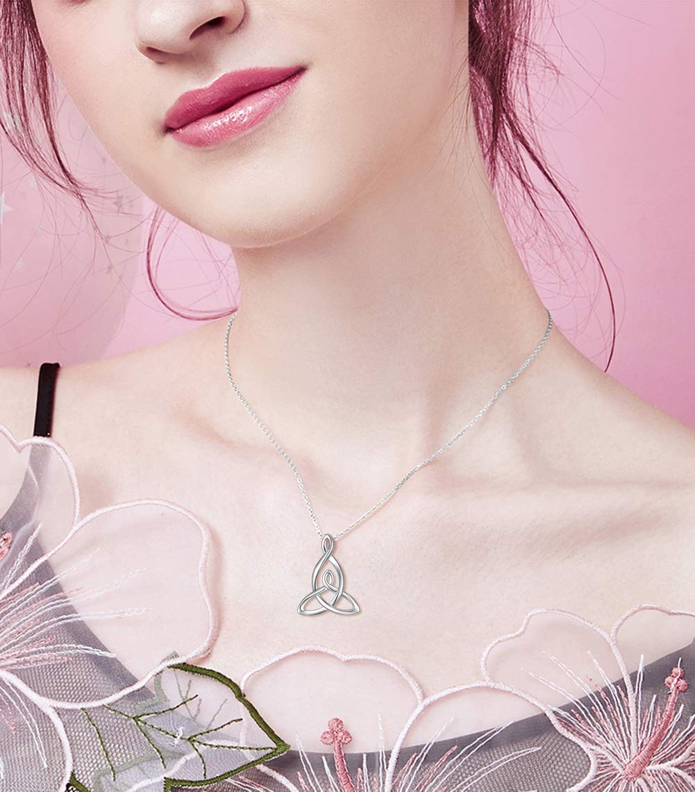 DAOCHONG 925 Sterling Silber viel Glück Irischer Schmuck Keltischer Knoten Halskette mit Anhänger für Frauen