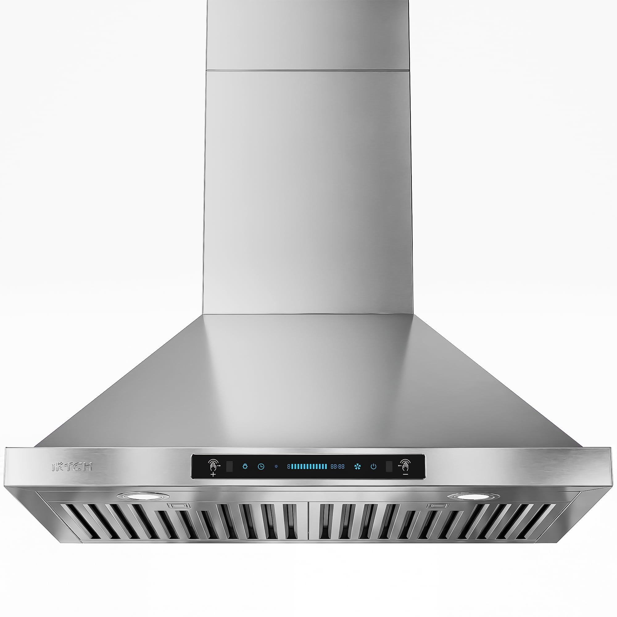 30-inch Wall Mount Range Hood 900 CFM Ducted/Ductless Convertible, Kitchen Chimney Vent Stainless Steel with Gesture Sensing & Touch Control Switch Panel, 2 Pcs Adjustable Lights(IKP02-30'')