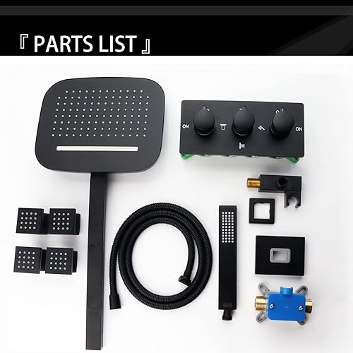 Miniatura 26 de Cabezal de ducha de lluvia de cascada cepillado con rociador de mano montado en la pared de latón 8 x 10 pulgadas, sistema de ducha de lluvia