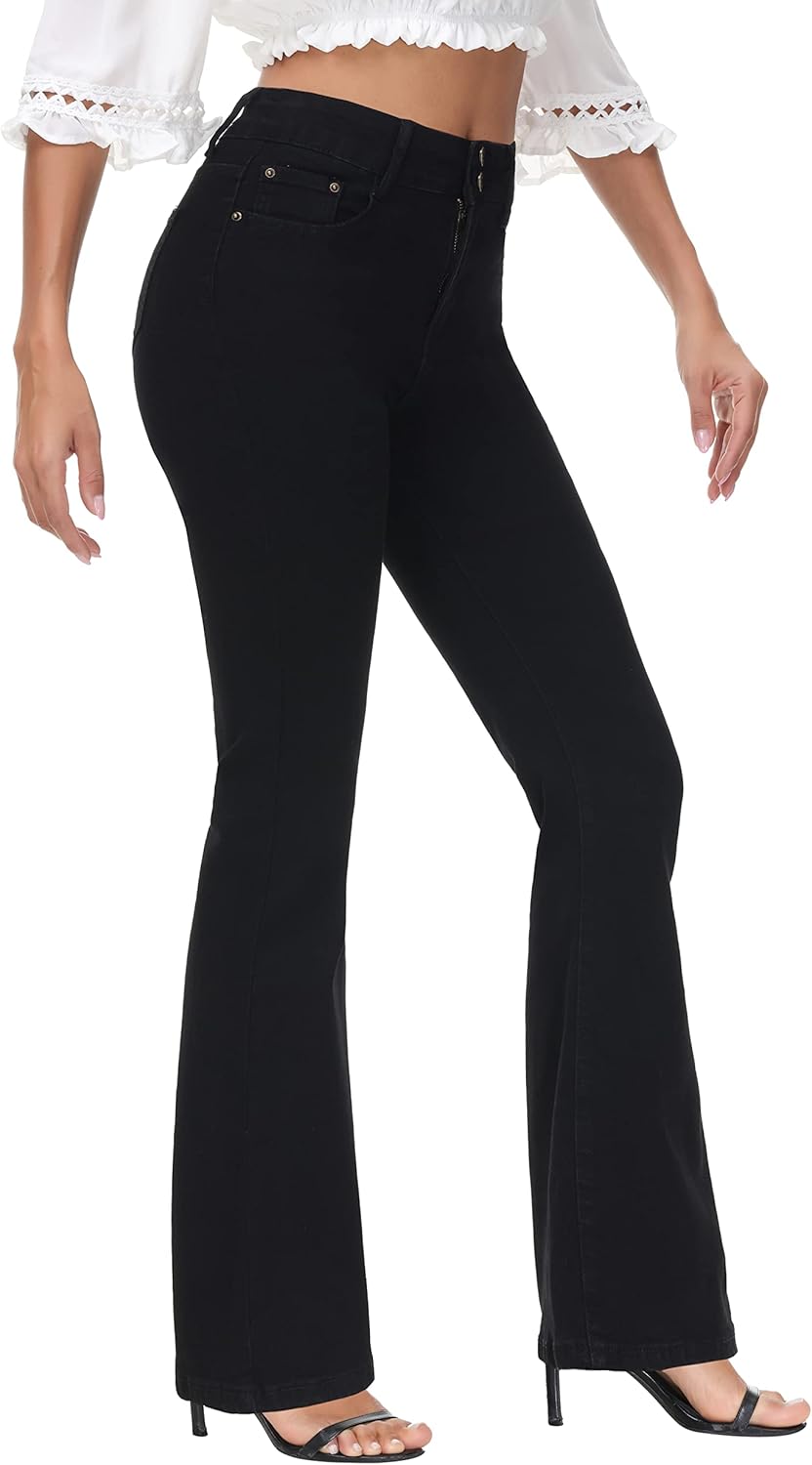 Flare Jeans for Women, Women's High Waist Stretch Bell Bottom Jeans Black Flare Bootcut Denim Jeans Pants - Image 5
