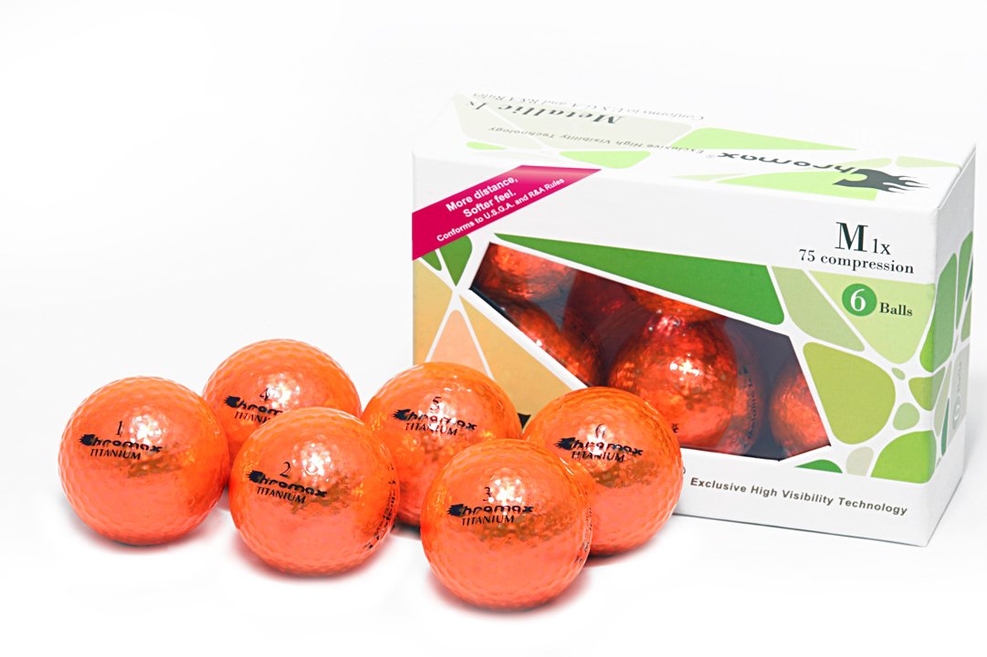 Best Impressions Chromax Metallic M1X Golf Balls - 6 Ball Pack (Metallic Orange, Non-Personalised)