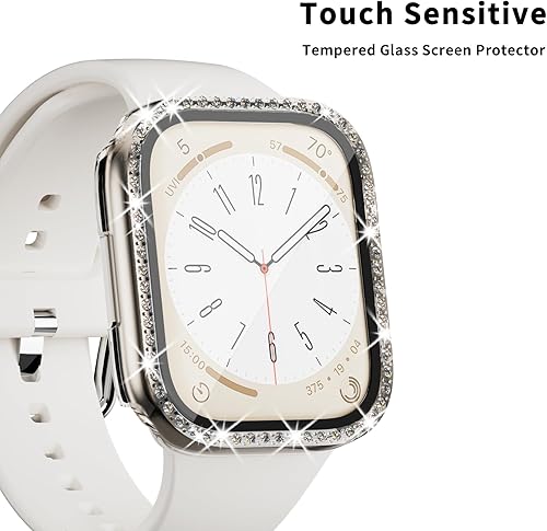 Miniatura 6 de Rc-Z Paquete de 3 fundas brillantes para Apple Watch de 1.732 pulgadas SE (2 generación) Series 6 5 4, protector de pantalla para mujer, con