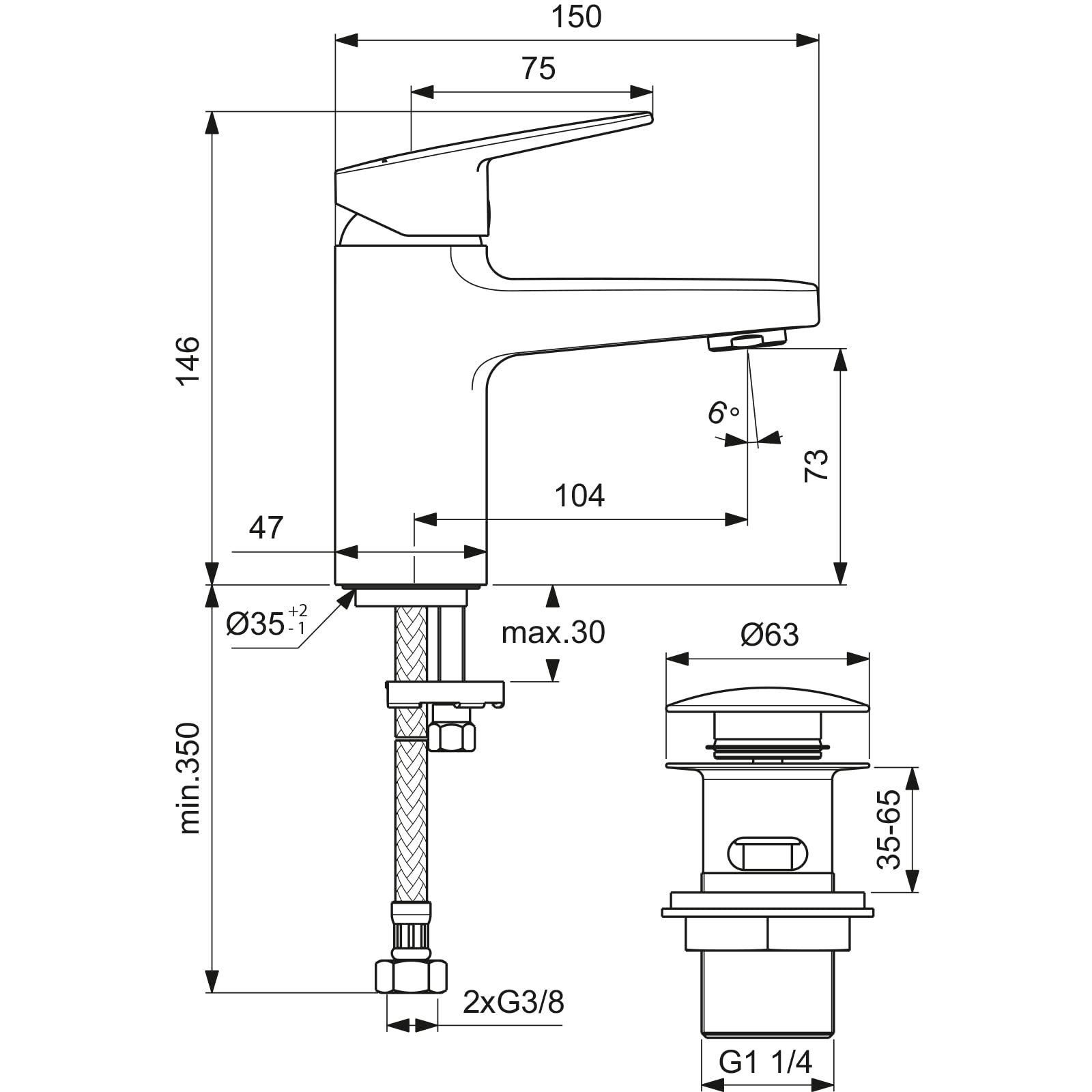 Ideal Standard - Ceraplan, Miscelatore monocomando per lavabo, Cromato