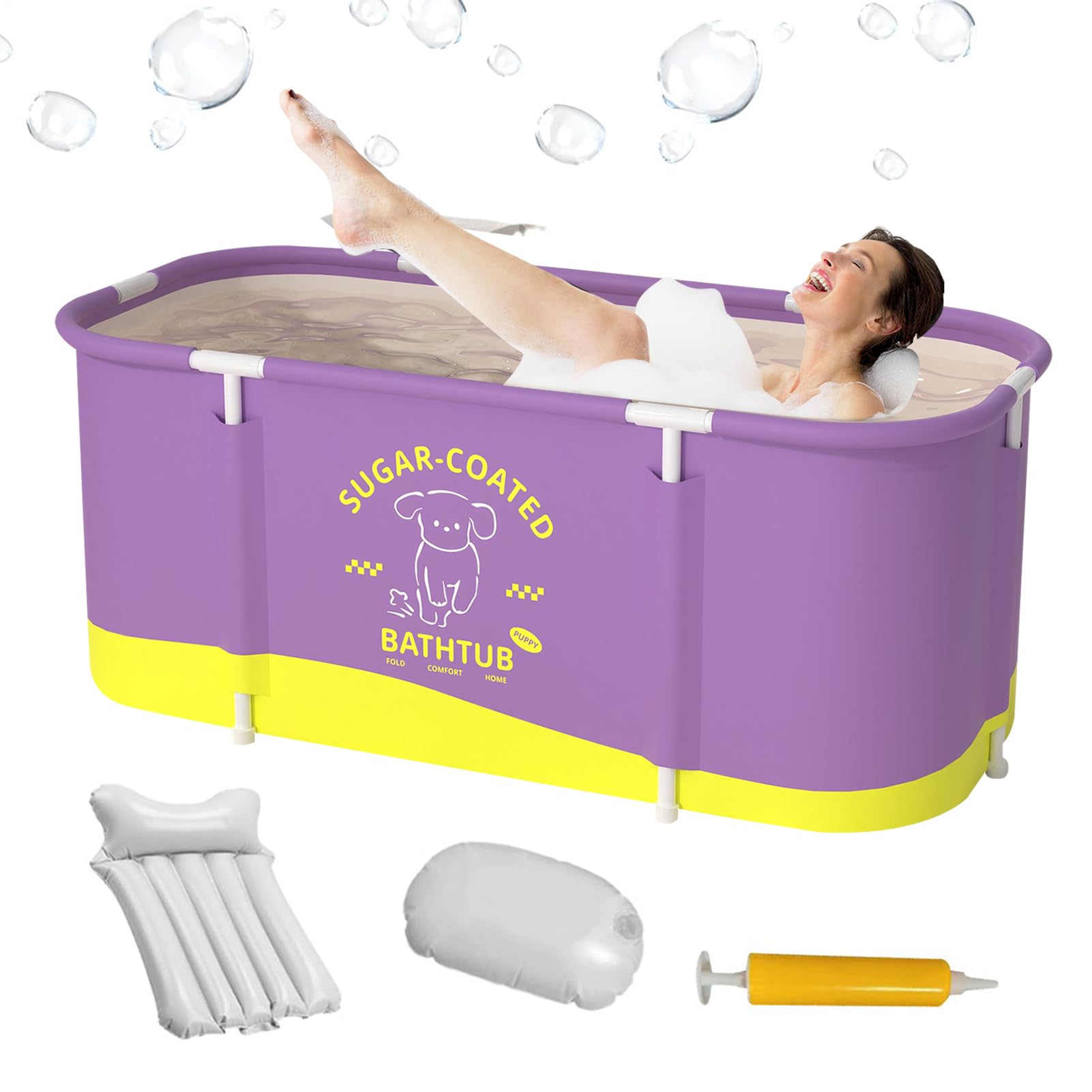 Portable Renforcée Grand Format Pliable | Bac froid 115x60x50 cm Pour Douche, Été, Piscine, Maison, Camping, Extérieur, Jardin
