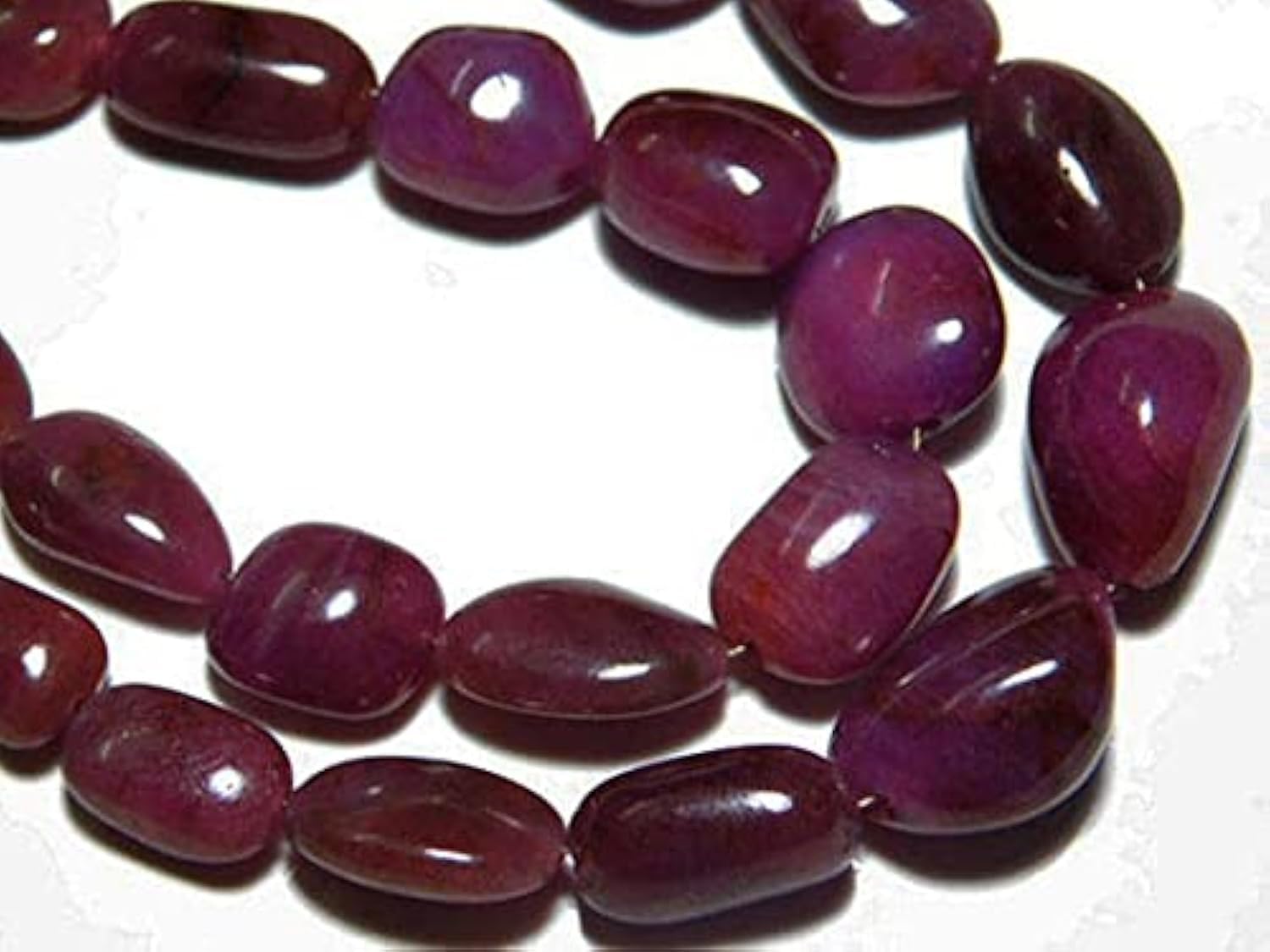 Perles de rubis naturel véritable fil 19cm grosses pierres lisses 10-16mm création bijoux