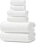 REDKISS Ultra Doucement 6 Ensemble de serviettes de bain, Serviettes blanches de luxe pour salle de bains, très absorbante, sécheuse rapide, collection de serviettes légères, comprend 2 Draps de bain, 2 Serviettes à main, 2 Vaisselle