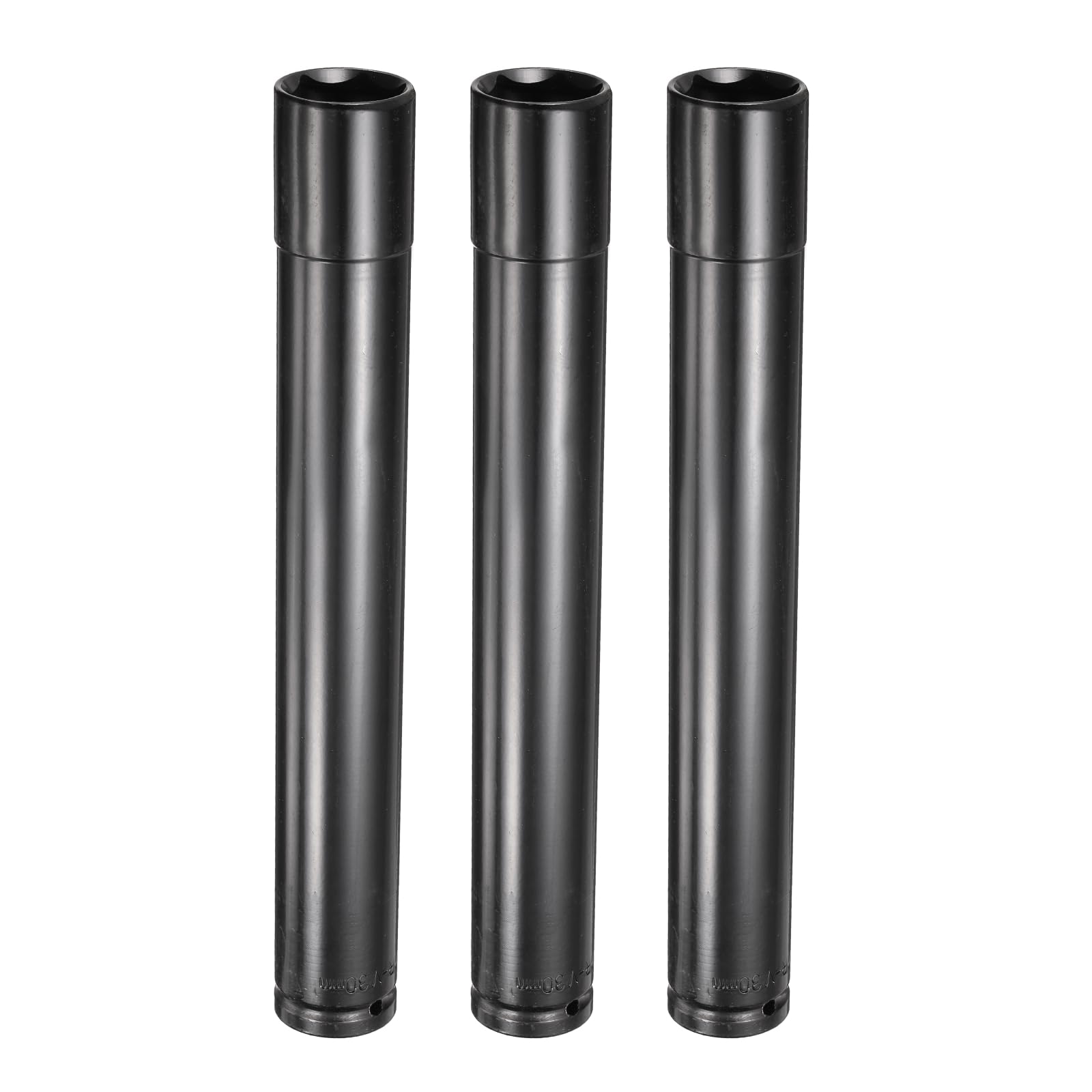sourcing map 3pcs 6-Point Deep Impact Socket 1/2" Drive 30mm Metric Socket 11.7" (296mm) Extra Long Heat-Treated 45# Steel for Home Auto Spindle Axle Hex Nuts Bolts Repair, Black โ image 1