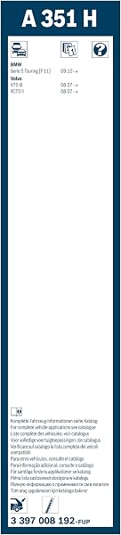 Bosch Rear Wiper A 351 H - Excellent Cleaning Performance - Replacement Blade for Back Windscreen - 1 Blade, 350mm - 3