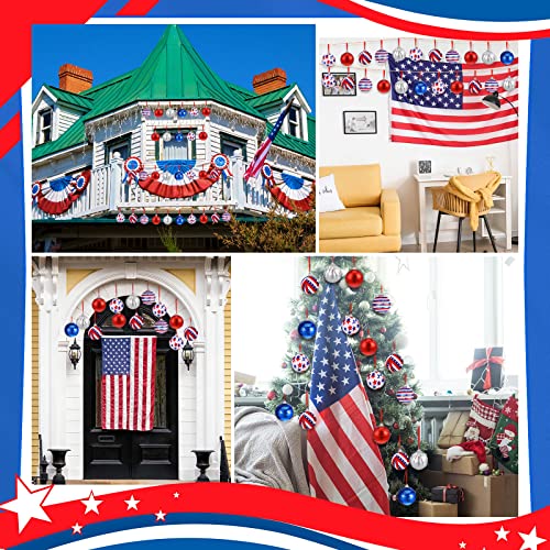 4Th Of July Ball Ornaments Patriotic Decorations For Tree Independence Day Glitter Balls Tree Ornaments 1.97 Inch Red White Blue Ball For Memorial Day Home Hanging Decor (Popular Style, 12 Pieces) #TOP6