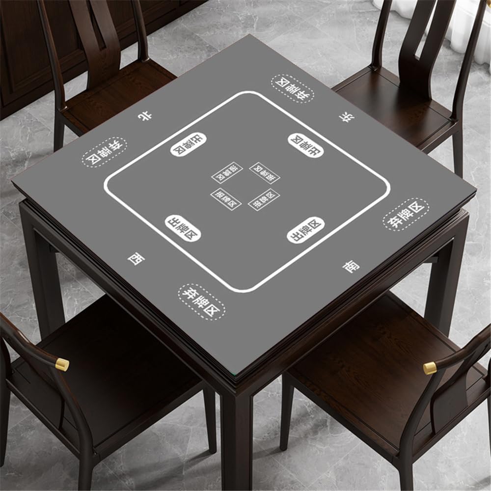BeLongsYou Mahjong Mat, Non-Slip Guandan Table Mat Noise Reducing Soft Wear Resistant Table Game Mat for Poker, Cards, Board and Mahjong,Grey,85x85cm