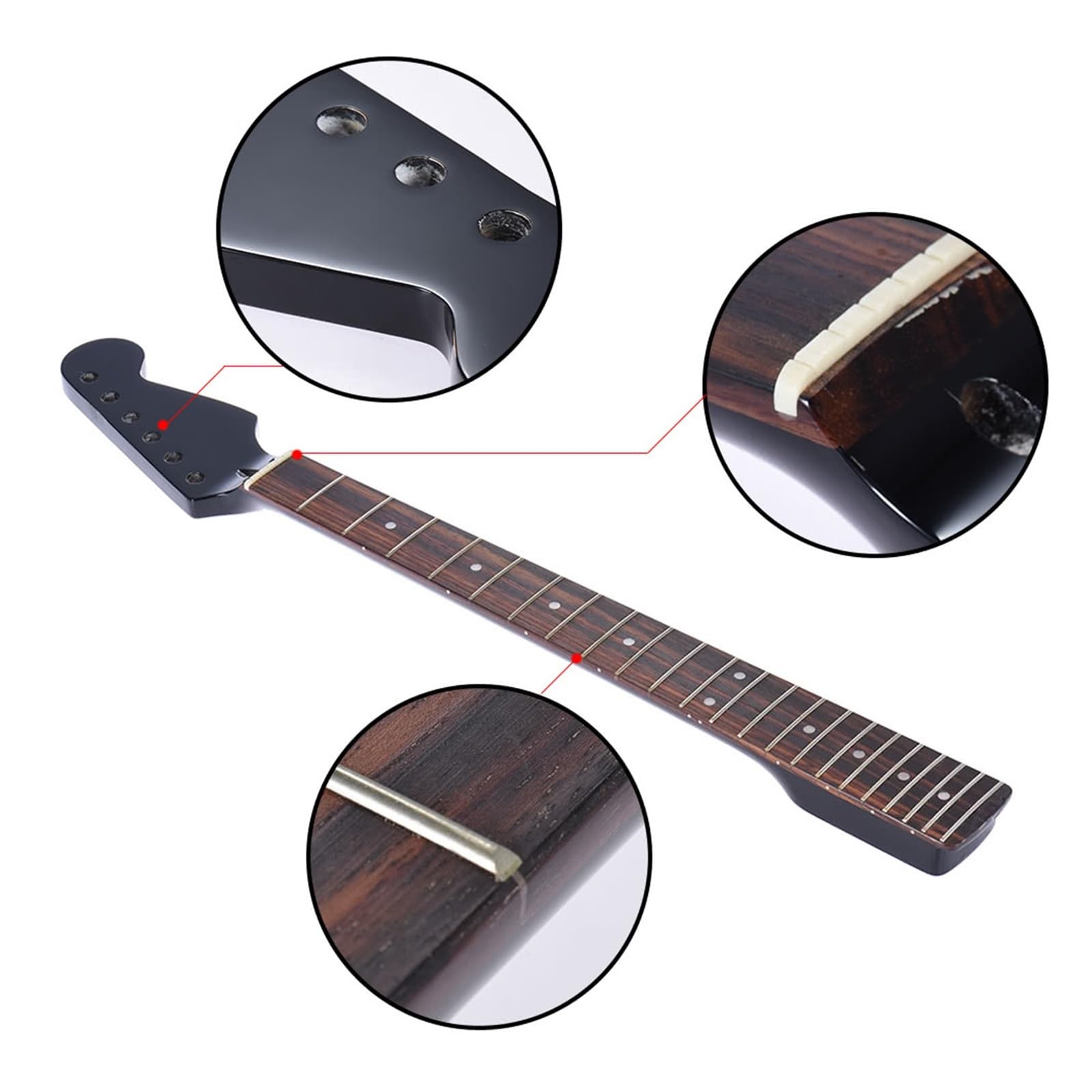 Amazon | エレキギターネック黒 22 フレットローズウッド指板 ST