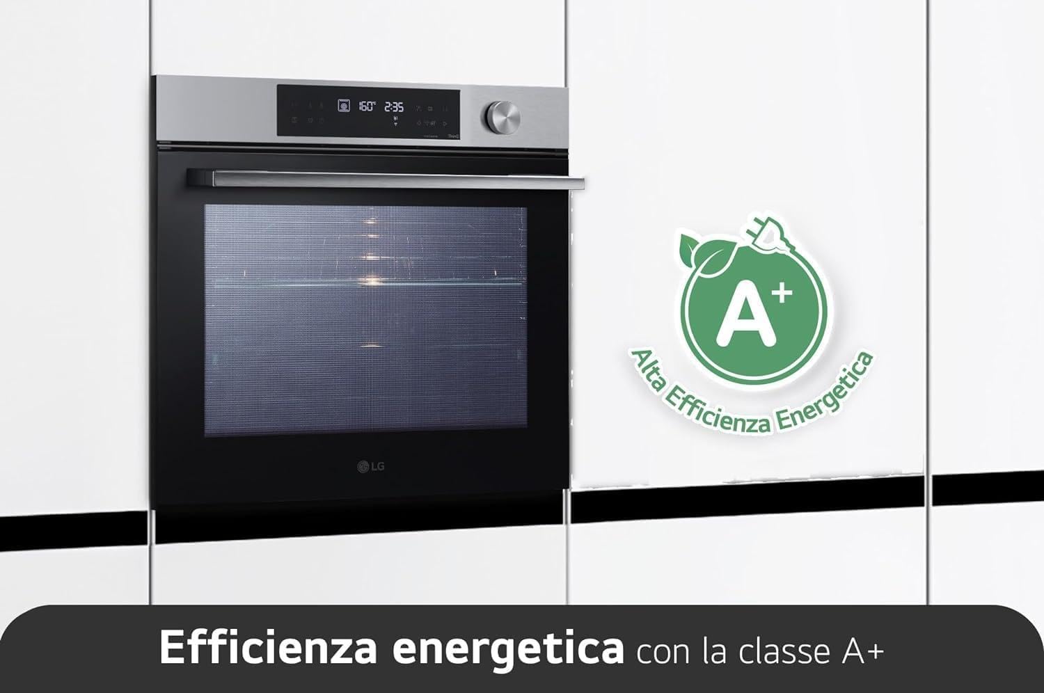 LG InstaView WSED7612S Forno da Incasso Multifunzione, Classe A+, 76L, 300°C Air Fry, Sous Vide, Modalità Pizza, Sistema ProBake Convection, EasyClean, Pirolisi, WiFi, Isolamento 4 Vetri, Nero