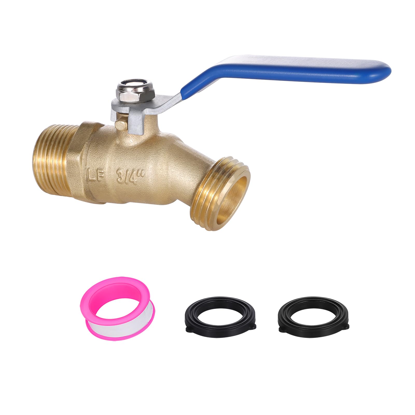 Brass 3/4" Hose Bibb, Outdoor Hose Spigot/Faucet for Garden, Patio, Boiler Drain, 3/4" NPT Male Thread X 3/4" GHT Male Thread