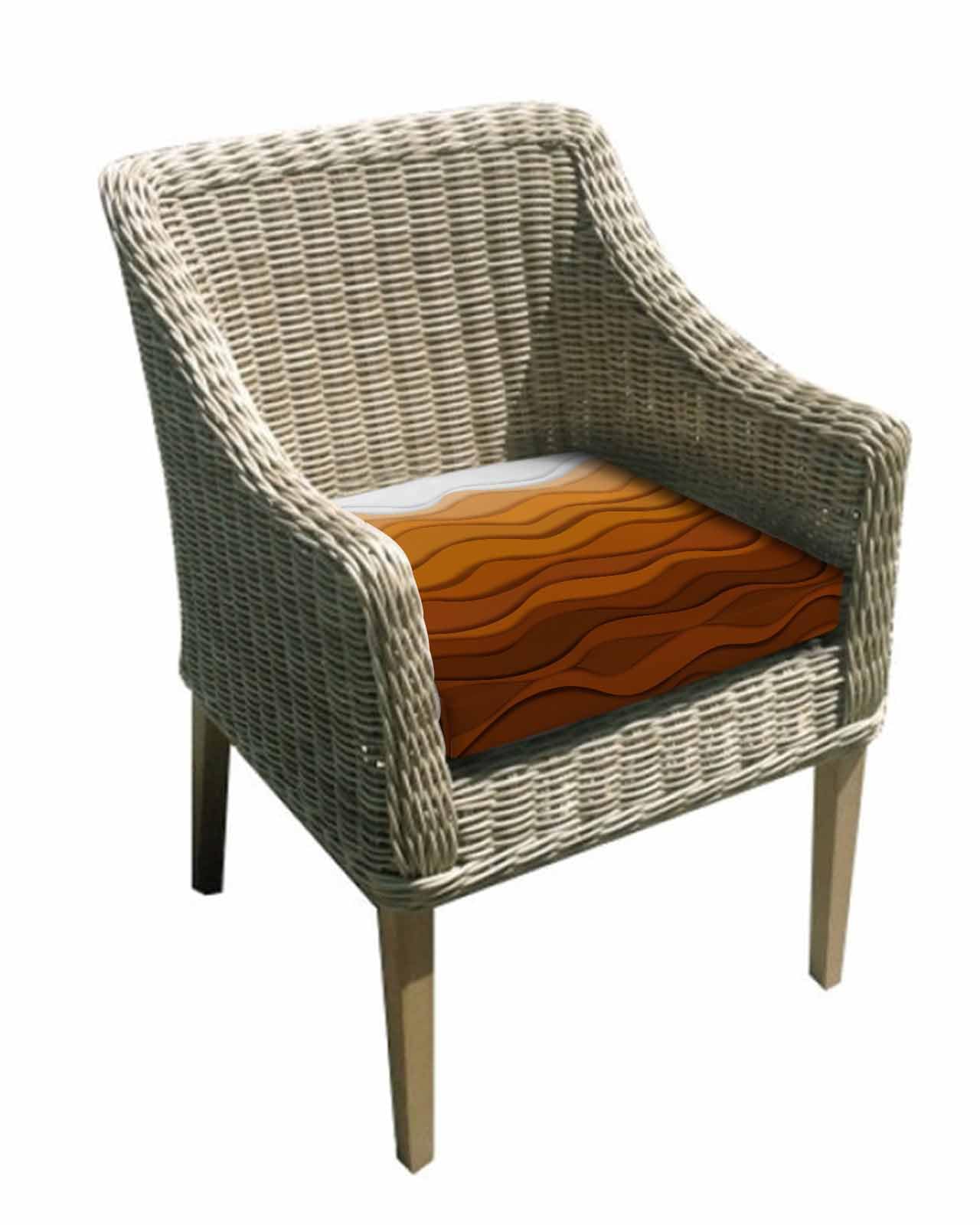 2 Pack Orange Ombre Stripes Waterproof Cushion Covers with Ties, Outdoor Patio Chaise Lounge Chair Seat Cushion Slip Covers Replacement(Only Cover) Farmhouse Retro Abstract Waves Art 22