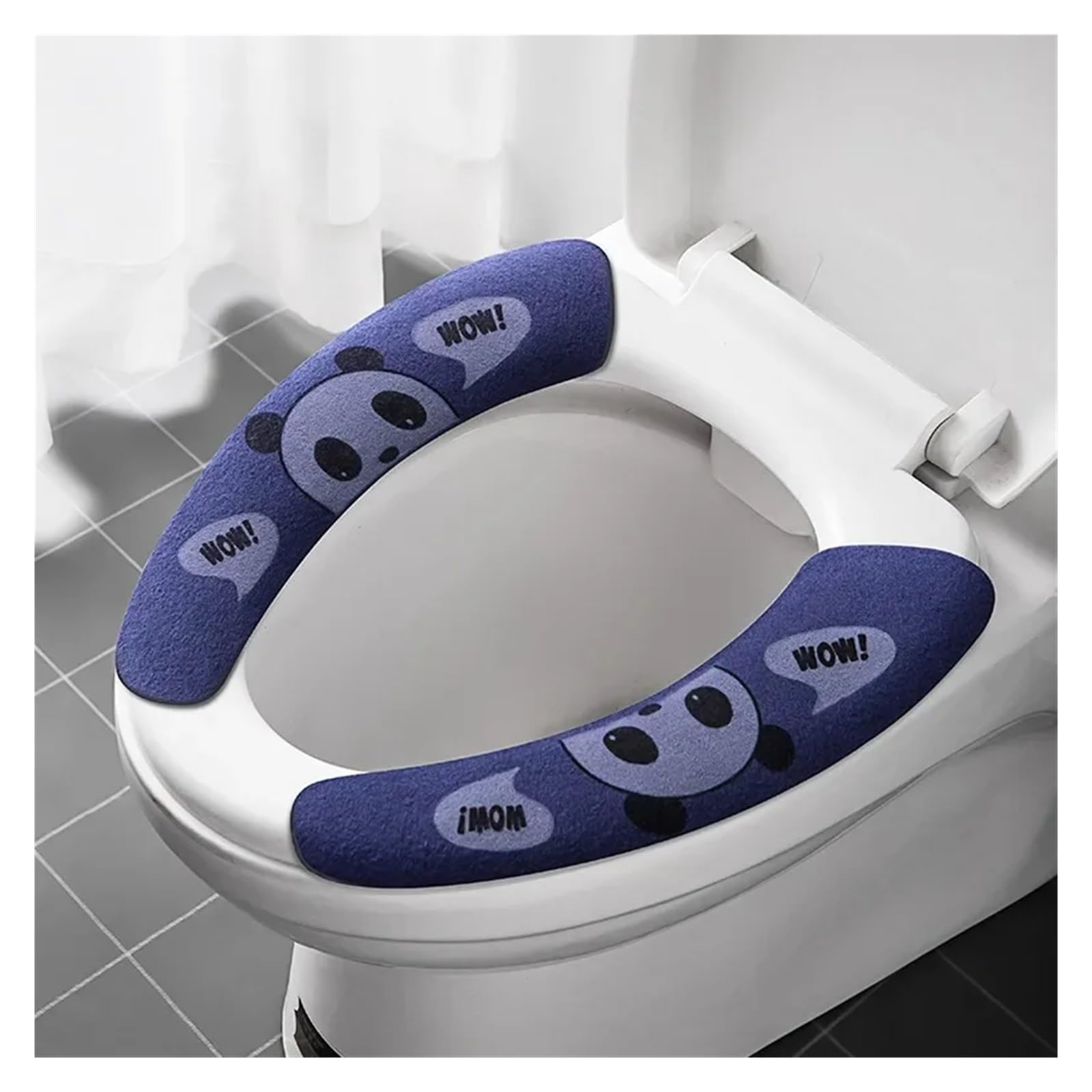MZSKLW Padded Toilet Seat 2pair Soft Cartoon Washable Cushion WC Toilet Sticky Seat Pad Bathroom Warmer Lid Cover Universal(Routine-blue)
