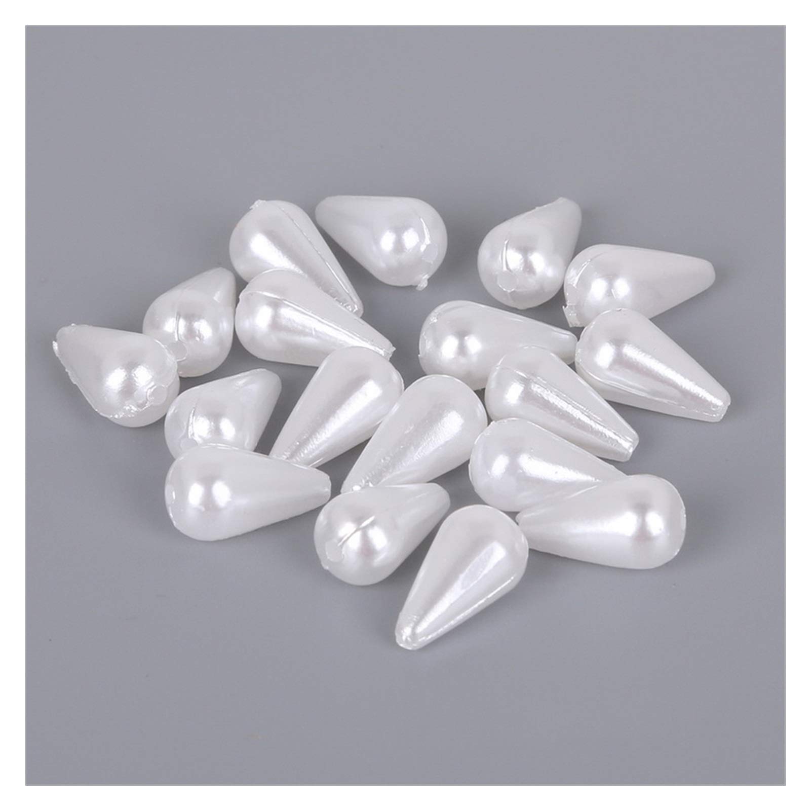 MURUI QZX1 50-100pcs Ivory White Imitation Pearl Beads Tear Drop ABS Plastic Loose Spacer Beads for Jewelry Findings Making YC0416 (Color : 8x14 W 50)
