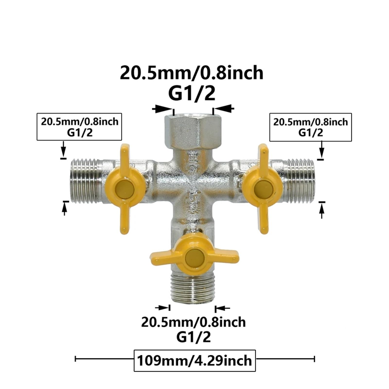 Mosiężny gwint 1/5.1 cm 2/3-drożny wąż ogrodowy rozdzielacz wody złącze Y zawór nawadniający G1/2 męski do żeńskiego podlewania złączka rurowa (B)