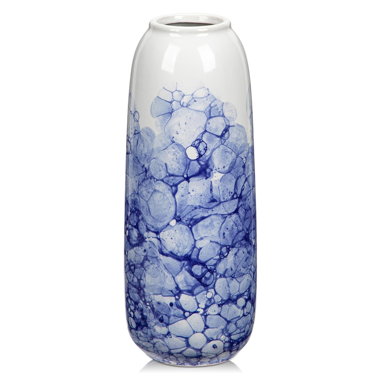 Hollyone 30CM Blue and White Ceramic Vase for Flowers Chinoiserie Porcelain Flower Vase for Home Decor Handmade Pottery for Living Room Shelf Dining Table Centerpiece Aesthetic Decorations