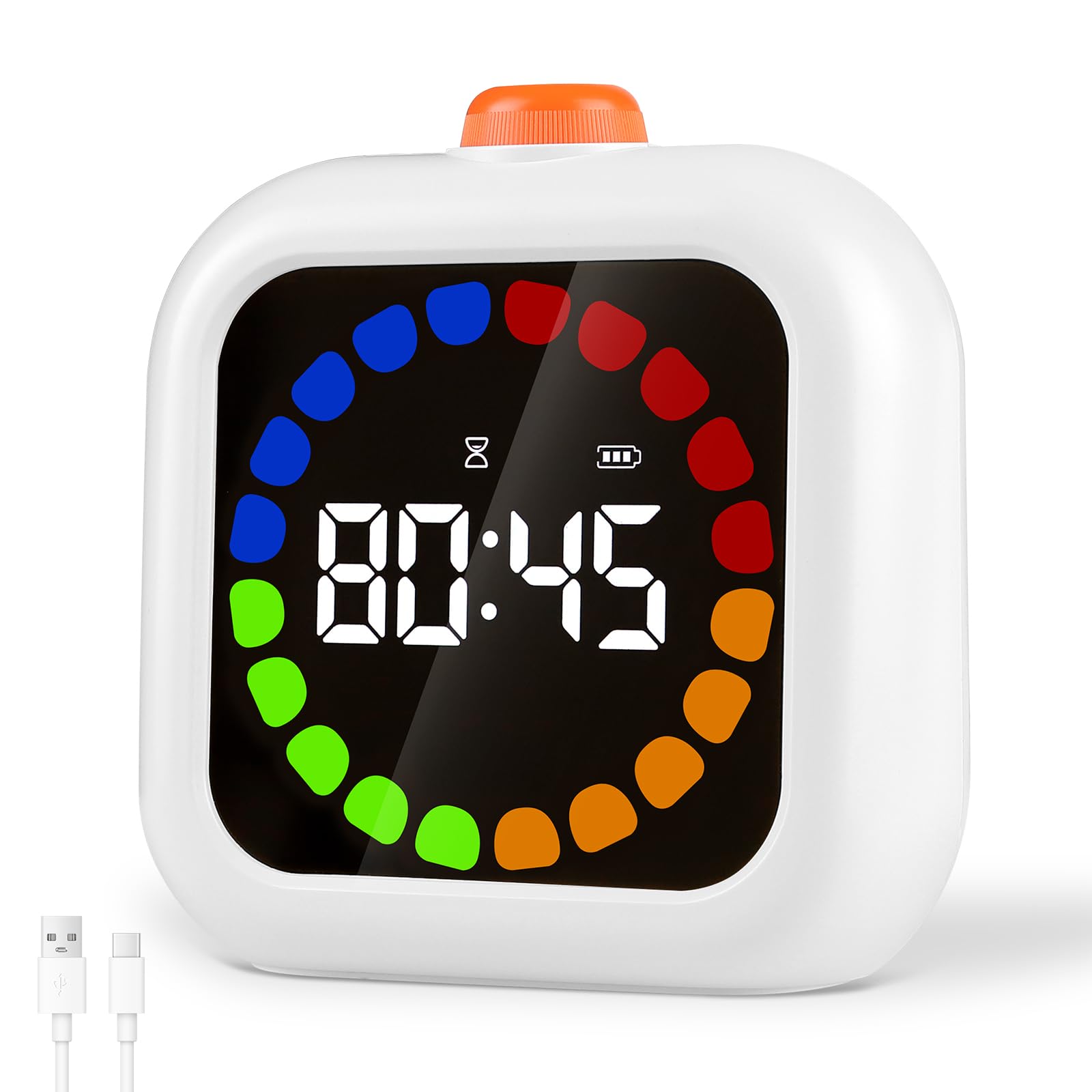 Cuteefun Temporizador Visual de 99 Minutos, Pomodoro Timer Von Barra de Progreso Coloreada, Ajuste Rápido, Indicador del Nivel de Batería, Temporizador Digital para Cocina, Reuniones, Estudi