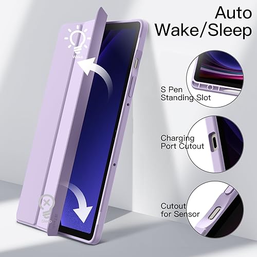 Miniatura 5 de JETech Funda para Samsung Galaxy Tab S9 de 11 pulgadas con soporte para bolígrafo S, parte trasera de policarbonato transparente transparente, a