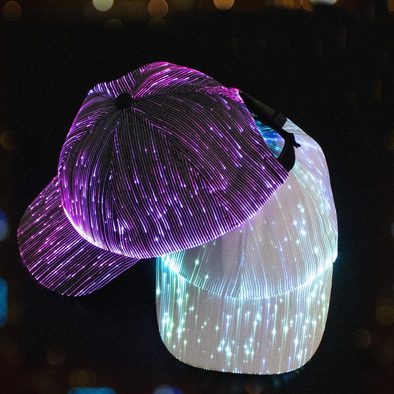 Casquette LED blanc lumineux 7 couleurs rechargeable USB pour festival nocturne - 4