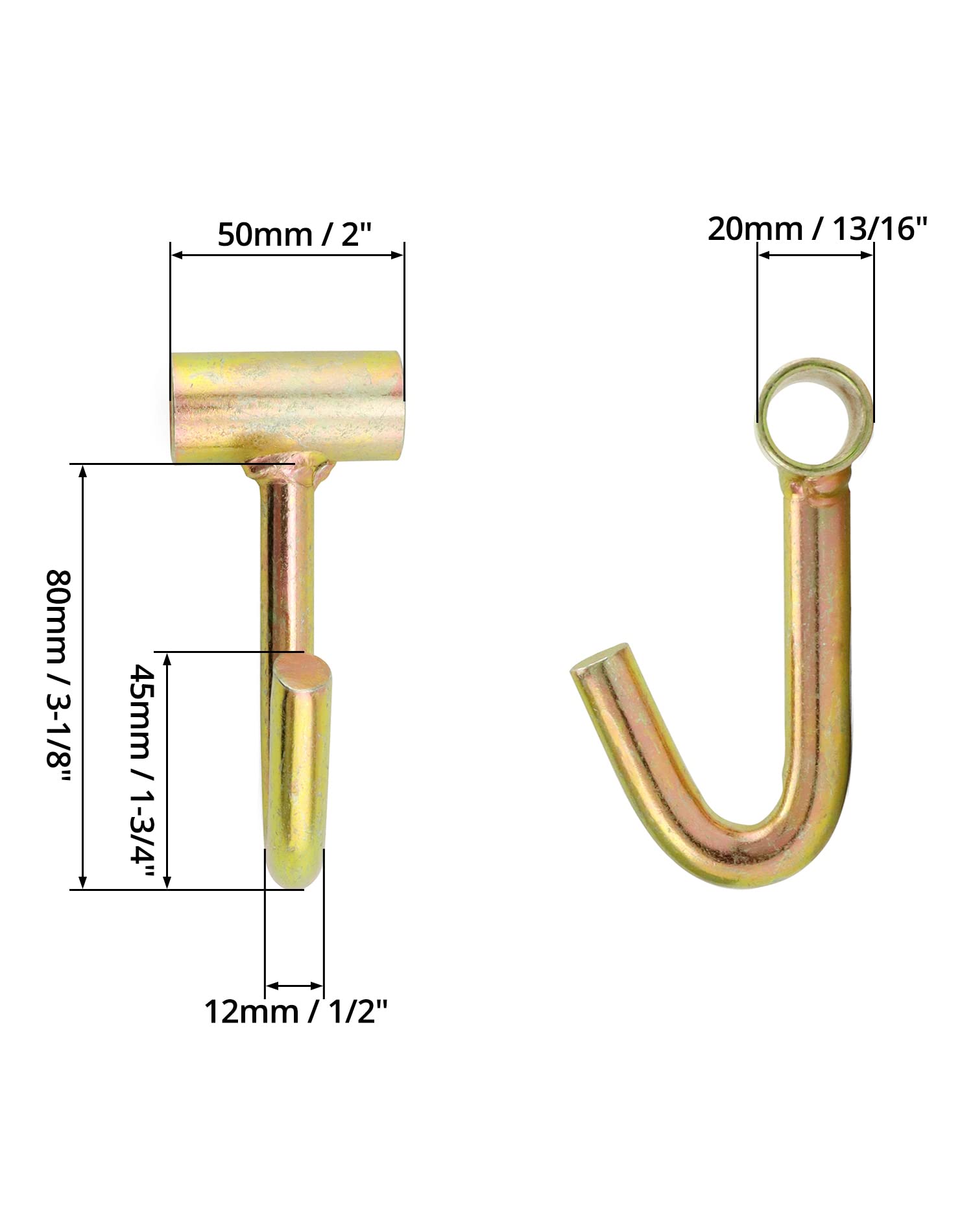 Image secondaire de Lot de 4 crochets en J robustes pour tube d'arrimage - QWORK