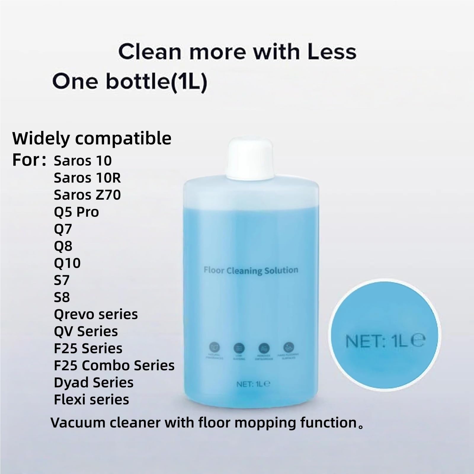 Solución limpiadora multisuperficie de 1000ml, compatible con Roborock Saros 10/10R/Z70, Q5 Pro/Q7/Q8/Q10, S7/S8, Qrevo y QV.(4pcs)