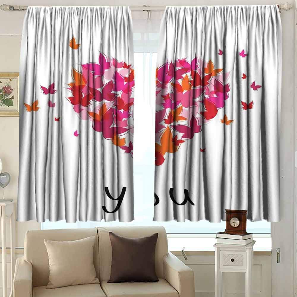 GUUVOR Love Decor Blackout Curtain Stylish Heart Figure Filled with Butterflies Soul Mate Real True Deep My Dear Valentines 2 Panel Sets W52 x L45 Inch Multi