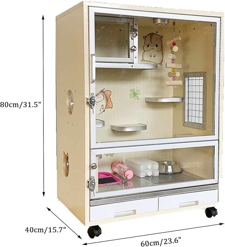 Gabbia per furetti, grande habitat per cincillà in filo di acciaio resistente, con porte, vassoio rimovibile e accessori, gabbia trasparente per porcellini d'India e ratti